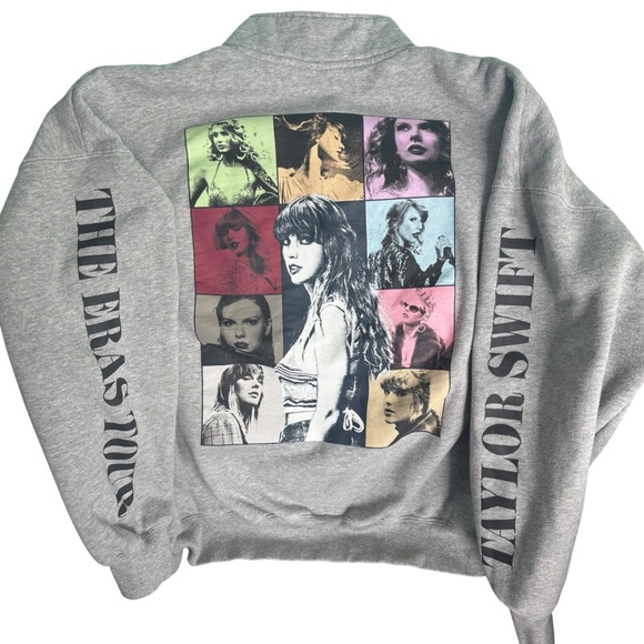Taylor Swift Tops - Taylor Swift The Eras Tour Official Merch Quarter Zip Sweatshirt Gray Unisex M